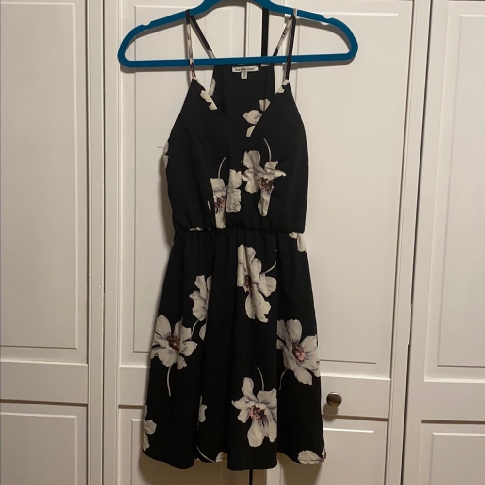 Black floral cocktail dress